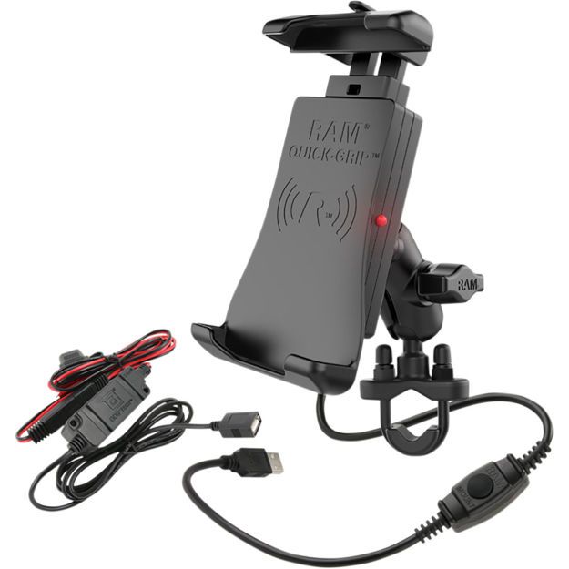RAM MOUNT Quick-Grip™ Waterproof Wireless Charging Handlebar MountΒάση αδιάβροχη με ασύρματη φόρτιση