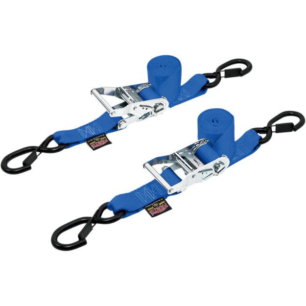 POWERTYE MFG RATCHET TIEDOWN / BLUE|BLACK / NYLON|STEEL
