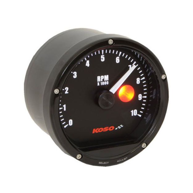 KOSO NORTH AMERICA TACHOMETER TNT-01R/D75 BLACK 10000 RPM WITH SHIFT LIGHT