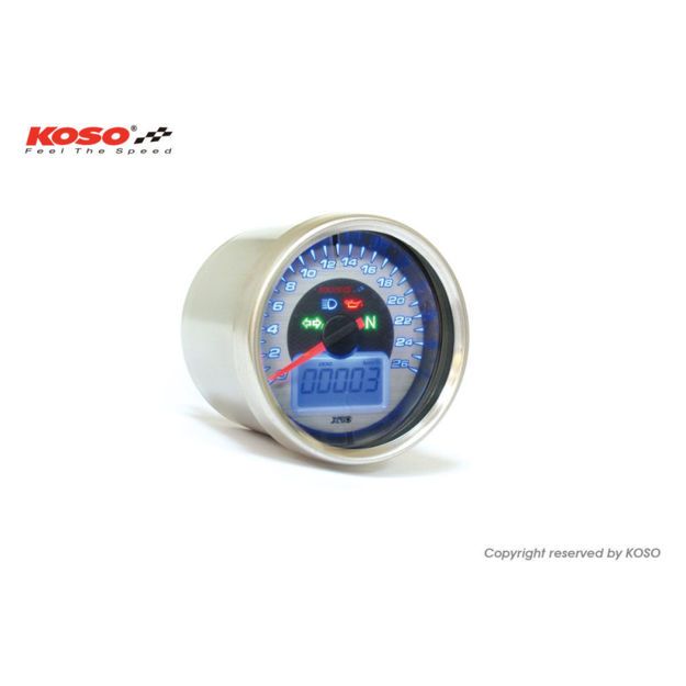 KOSO NORTH AMERICA SPEEDOMETER MULTIFUNCTION D64 0-260KM/H DISPLAY ABE CHROME