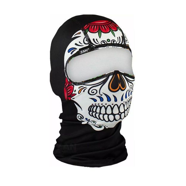 Μπαλακλάβα ZAN HEADGEAR BACLAVA POLYESTER MUERTE SKULL ΜΑΥΡΟ ΚΟΚΚΙΝΟ ONE SIZE