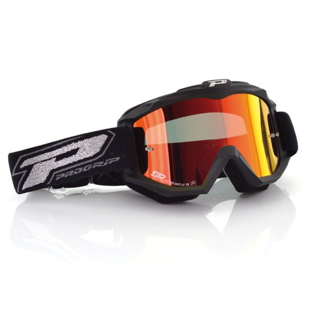 PRO GRIP GOGGLES OFFROAD FLUO MAT BLACK 3204 LENS MIRRORED RED
