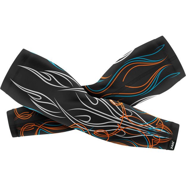 ΠΡΟΣΤΑΣΙΑ ΧΕΡΙΩΝ SportFlex™ Arm Sleeves ZAN HEADGEAR Pinstripe Flame ΜΑΥΡΟ ΠΟΡΤΟΚΑΛΙ ΑΣΠΡΟ